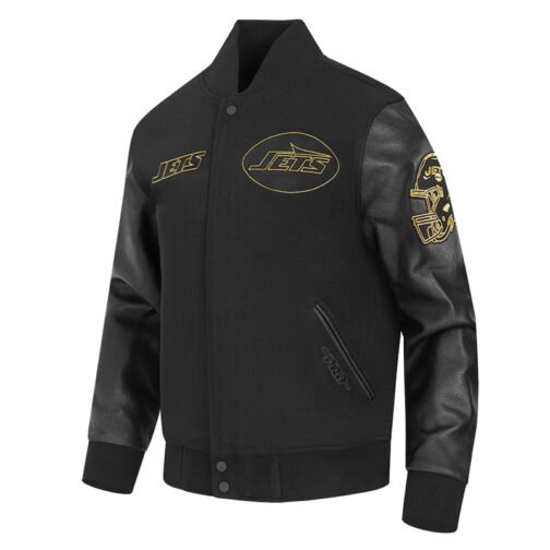 New York Jets Full-Zip Black Varsity Jacket - Image 2
