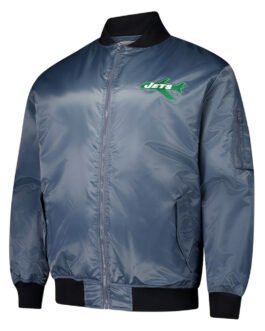 New York Jets Charcoal Bomber Full-Zip Jacket
