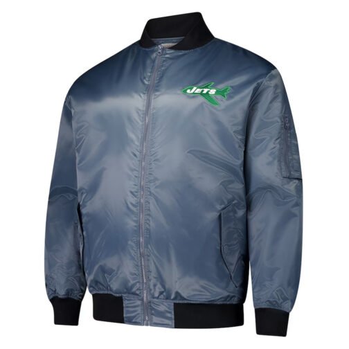 New York Jets Charcoal Bomber Full-Zip Jacket