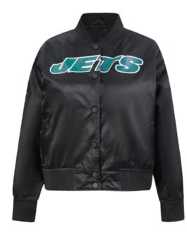 Classic New York Jets Black Satin Jacket