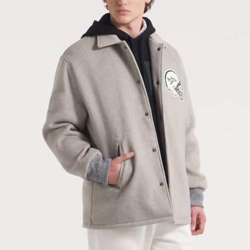NY Jets Coaches Heather Gray Wool Jacket - Image 3