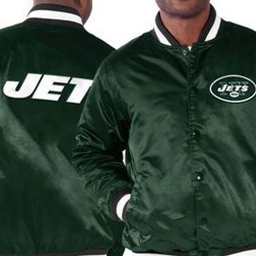 NY Jets Dark Green Satin Jacket - Image 3