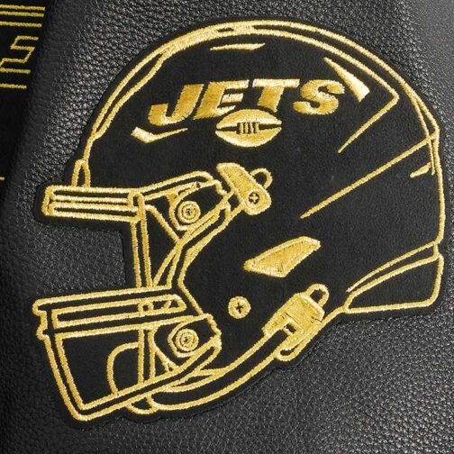 New York Jets Full-Zip Black Varsity Jacket - Image 6