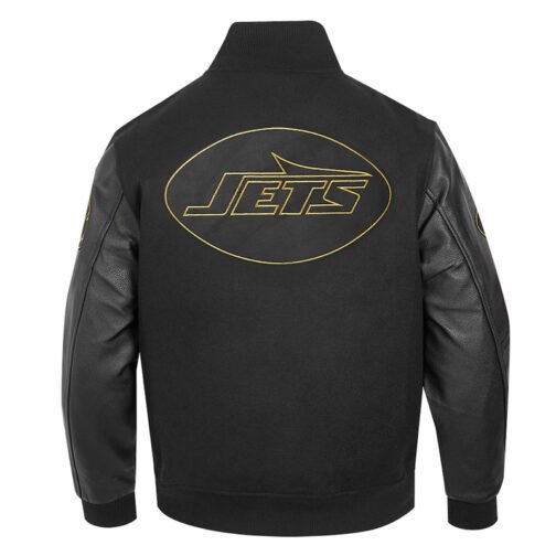 New York Jets Full-Zip Black Varsity Jacket - Image 3