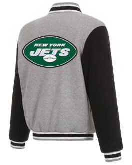 New York Jets Gray and Black Varsity Wool Jacket