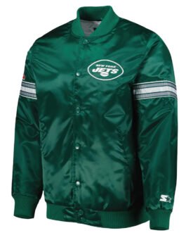 Starter NY Jets Green and Black Satin Jacket