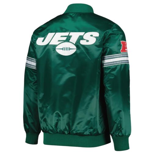 Starter NY Jets Green and Black Satin Jacket - Image 4
