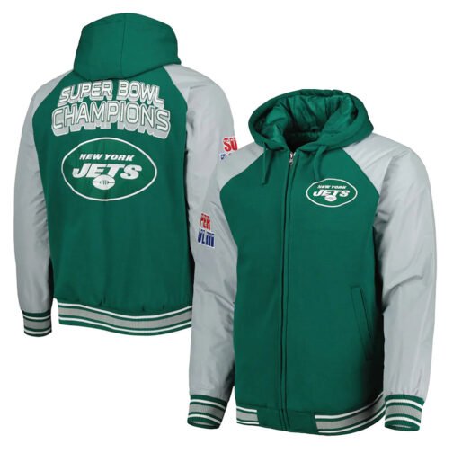NY Jets Green Varsity Hooded Jacket - Image 3
