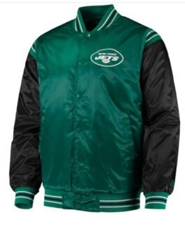 Starter NY Jets Green and Black Satin Jacket