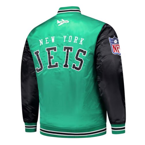 NY Jets Kelly Green and Black Team Satin Jacket - Image 2