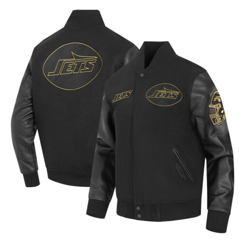 New York Jets Full-Zip Black Varsity Jacket - Image 5