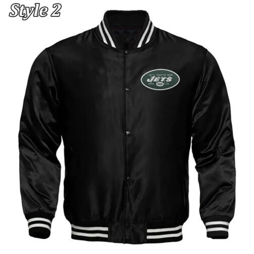 New York Jets Locker Room Black Satin Jacket - Image 2