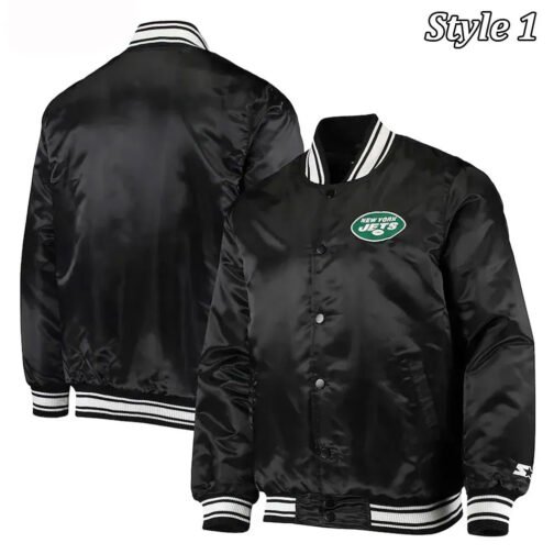 New York Jets Locker Room Black Satin Jacket - Image 5