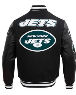 NY Jets Mashup Rib Varsity Wool/Leather Jacket