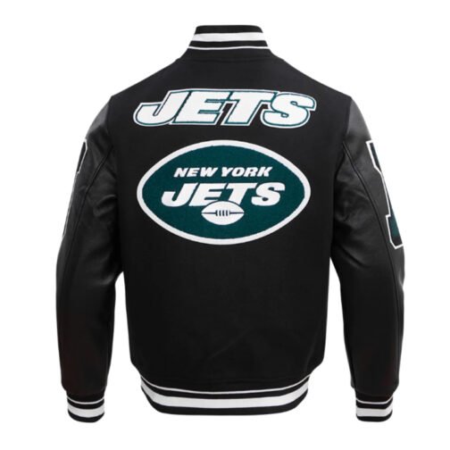 NY Jets Mashup Rib Varsity Wool/Leather Jacket - Image 2