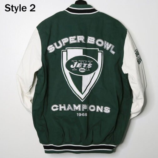 Varsity NY Jets Super Bowler White and Green Jacket - Image 4