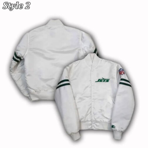 NY Jets The Power Forward White Satin Jacket - Image 6