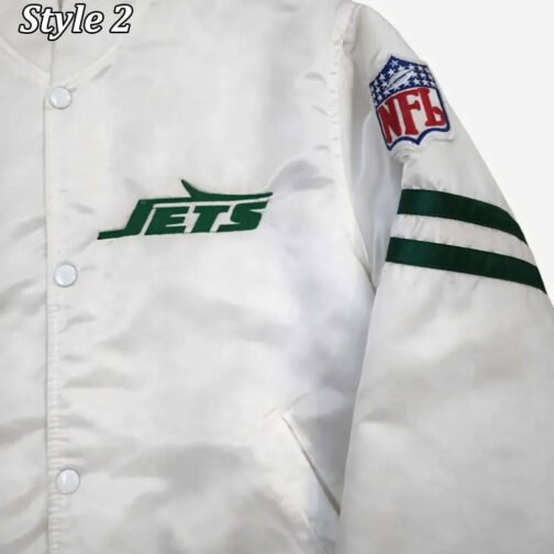 NY Jets The Power Forward White Satin Jacket - Image 8