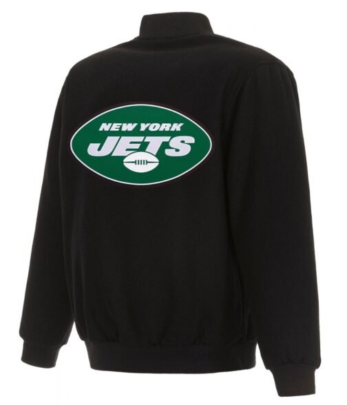 Varsity New York Jets Black Wool Jacket - Image 2