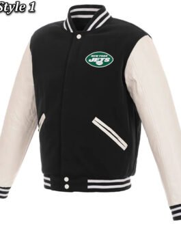 Varsity New York Jets Black and White Two-Tone Jacket