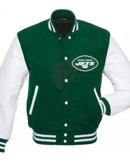 Varsity NY Jets Green and White Jacket