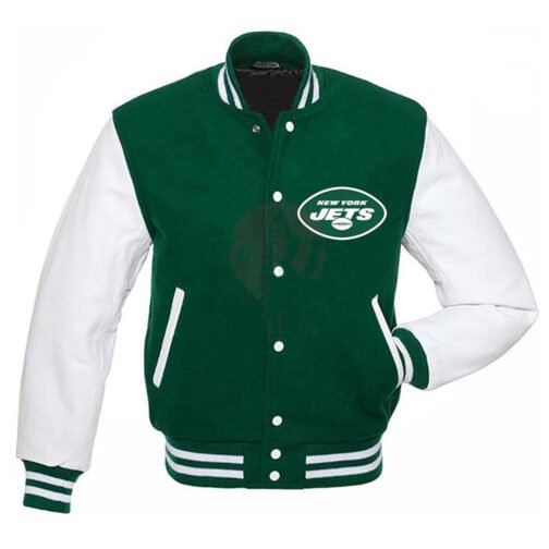 Varsity NY Jets Green and White Jacket