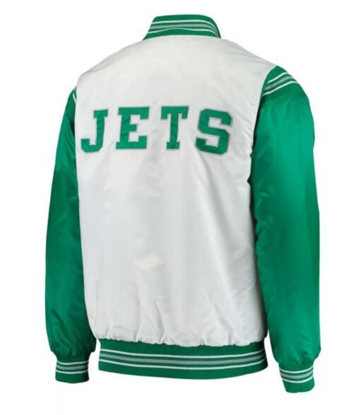 New York Jets Varsity Starter White and Green Jacket - Image 2