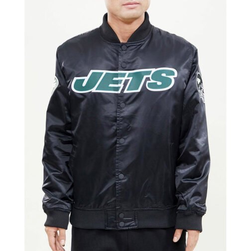 NY Jets Wordmark Satin Jacket
