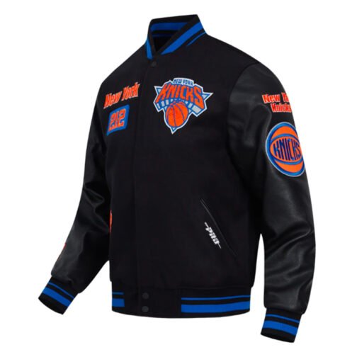 NY Knicks Area Code Classic Rib Varsity Jacket - Image 3