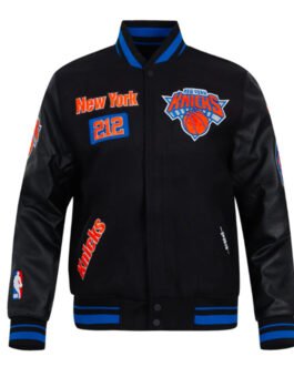 NY Knicks Area Code Classic Rib Varsity Jacket
