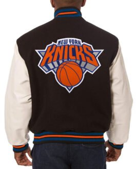 New York Knicks Black and White Varsity Jacket