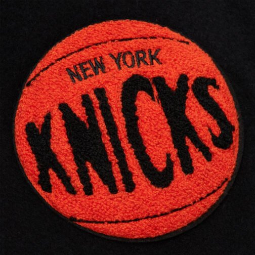 NY Knicks Black Out Team Logo Varsity Jacket - Image 3