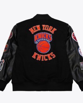 NY Knicks Black Out Team Logo Varsity Jacket