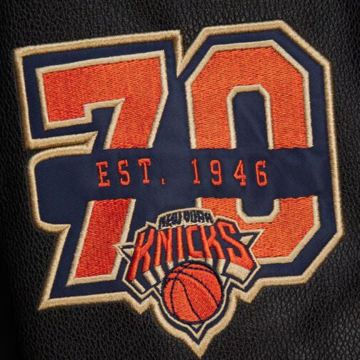 NY Knicks Black Out Team Logo Varsity Jacket - Image 6