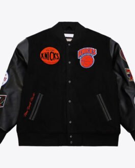 NY Knicks Black Out Team Logo Varsity Jacket