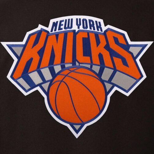 NY Knicks Embroidered Black Varsity Wool Jacket - Image 4