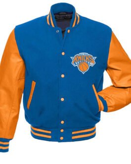 NY Knicks Blue and Orange Varsity Jacket
