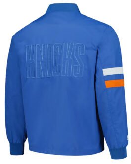 NY Knicks Blue Stitch Applique Bomber Jacket