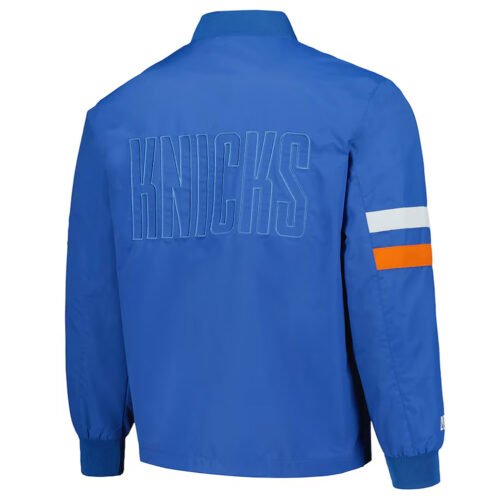 NY Knicks Blue Stitch Applique Bomber Jacket - Image 2