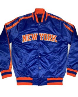 NY Knicks Striped Blue Satin Jacket