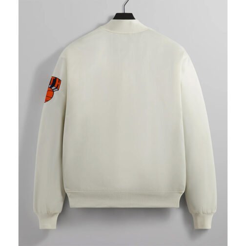 NY Knicks Bomber Pinstripe Satin Jacket - Image 2