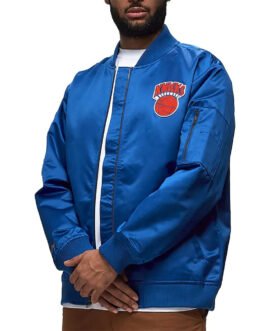 NY Knicks Bomber Royal Lightweight Satin Jacket