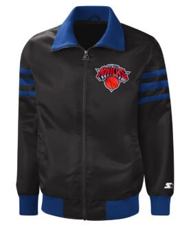 NY Knicks Captain Black Varsity Satin Jacket
