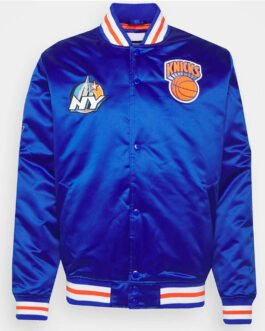 NY Knicks Champ City Training Royal Blue Satin Jacket