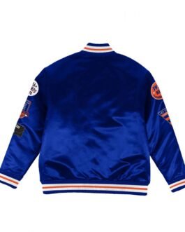 NY Knicks Champ City Bomber Satin Royal Blue Jacket