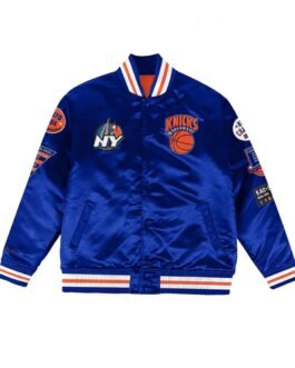 NY Knicks Champ City Bomber Satin Royal Blue Jacket