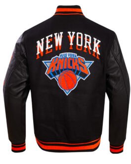NY Knicks Chest Layered Classic Rib Varsity Jacket