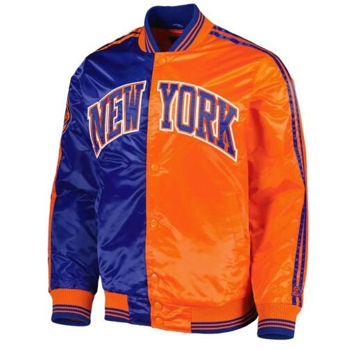 Blue/Orange NY Knicks Fast Break Satin Jacket