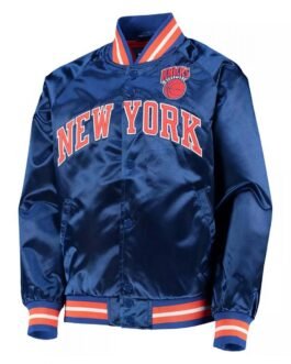 Hardwood Classics NY Knicks Blue Satin Jacket