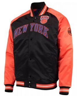 Hardwood Classics Reload 3.0 NY Knicks Black and Orange Jacket